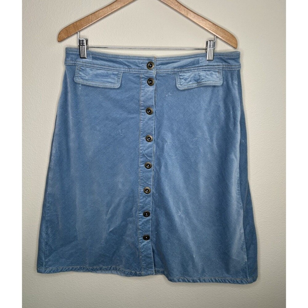 Anthropologie Button Front Corduroy Boho A Line Midi Skirt Pockets Size 14